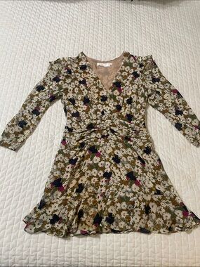 Astr Multi Floral V-Neck Twist-Waist Mini Dress
